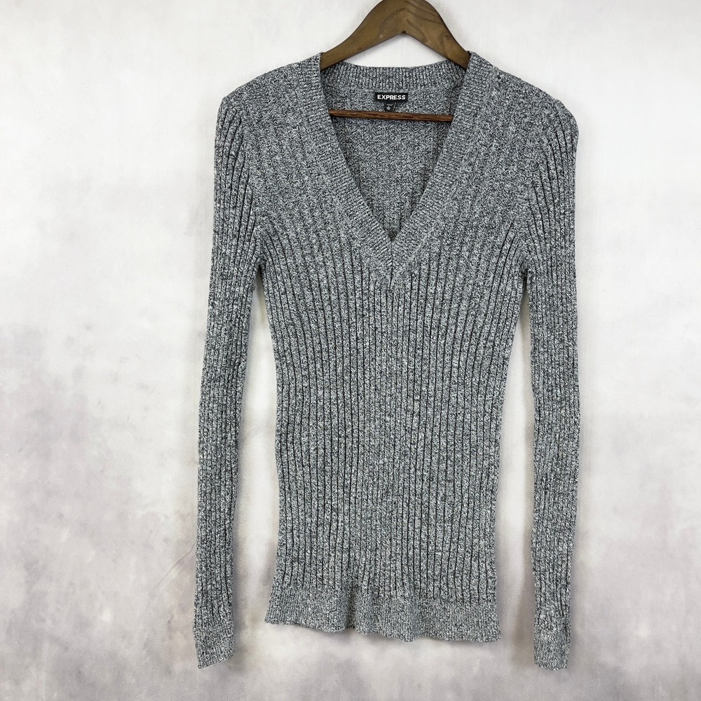 Express Ribbed Sweater Womens XL‎ Y2K Clean Girl Preppy Academia Elena Retro